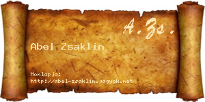 Abel Zsaklin névjegykártya